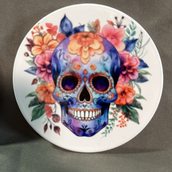 Set of 4 ceramic Sugar Skull Coasters - Picture 2 of 5